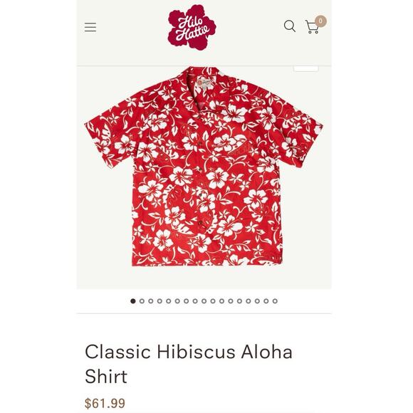 Hilo Hattie The Original Hawaiian Red Classic Hibiscus Aloha Shirt Men's Large - Picture 6 of 6